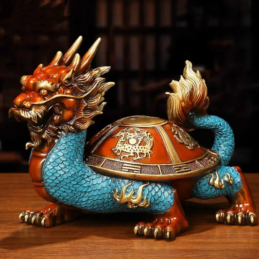 Good Omens Home Company Royal COPPER fortune Dragon turtle statue GOOD LUCK thriving business money Success FENG SHUI 50% OFF