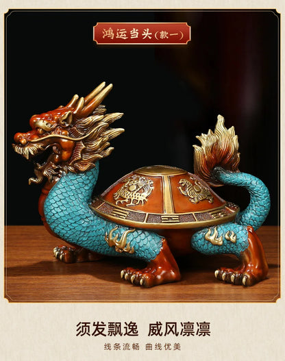 Good Omens Home Company Royal COPPER fortune Dragon turtle statue GOOD LUCK thriving business money Success FENG SHUI 50% OFF