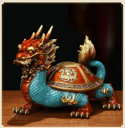 Good Omens Home Company Royal COPPER fortune Dragon turtle statue GOOD LUCK thriving business money Success FENG SHUI 50% OFF