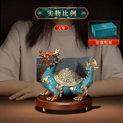 Good Omens Home Company Royal COPPER fortune Dragon turtle statue GOOD LUCK thriving business money Success FENG SHUI 50% OFF