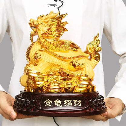 Good Omens Home SHOP Company gold Royal fortune Dragon turtle statue GOOD LUCK thriving business money Success FENG SHUI 50% OFF