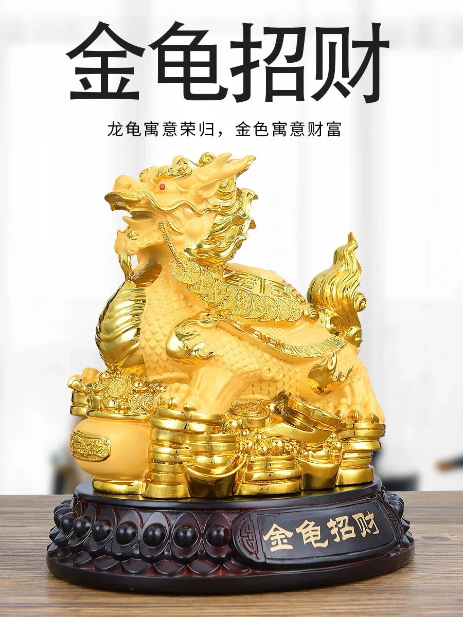 Good Omens Home SHOP Company gold Royal fortune Dragon turtle statue GOOD LUCK thriving business money Success FENG SHUI 50% OFF