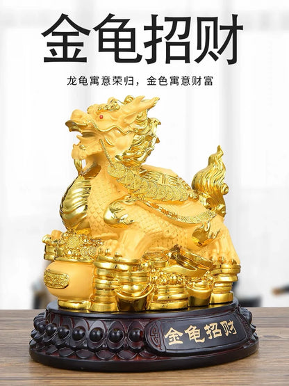 Good Omens Home SHOP Company gold Royal fortune Dragon turtle statue GOOD LUCK thriving business money Success FENG SHUI 50% OFF