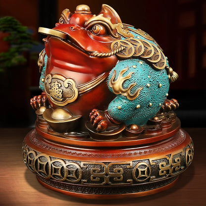 Good Omens Home Shop Company GOOD LUCK BRONZE ZHAO CAI JIN CHAN thriving business money FENG SHUI the Golden Toad Ornament