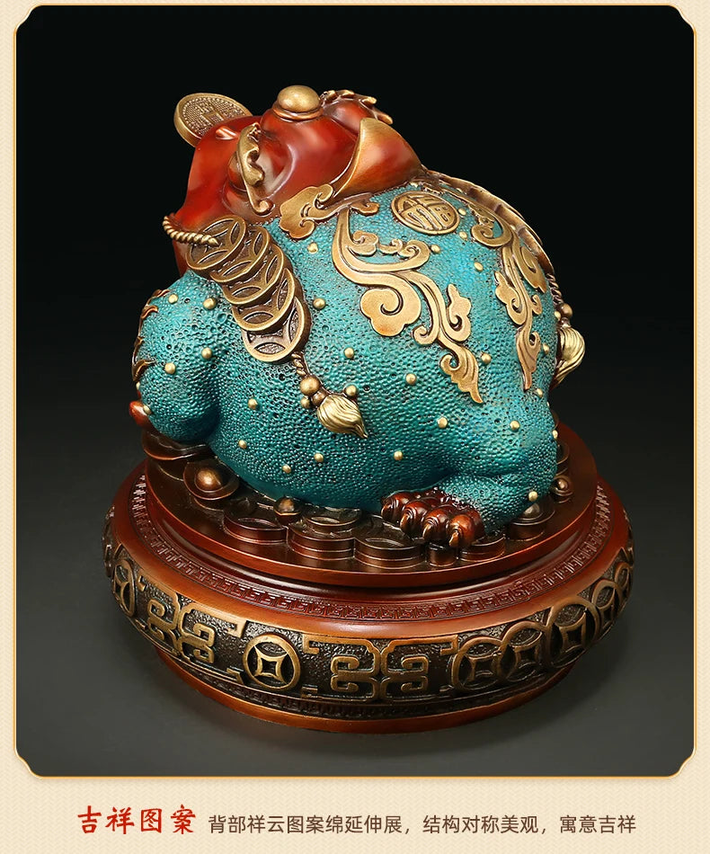 Good Omens Home Shop Company GOOD LUCK BRONZE ZHAO CAI JIN CHAN thriving business money FENG SHUI the Golden Toad Ornament