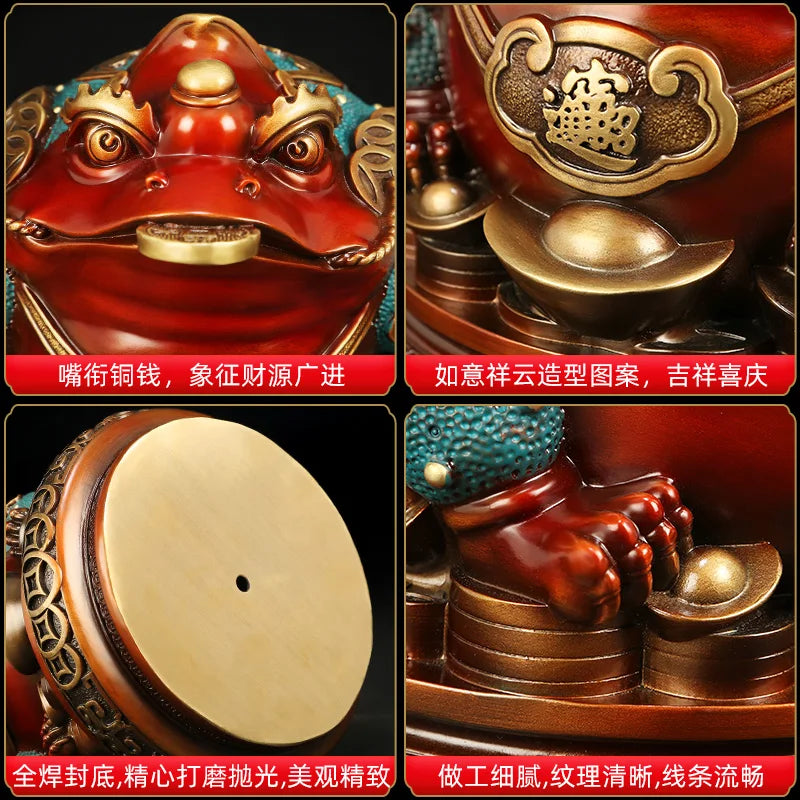 Good Omens Home Shop Company GOOD LUCK BRONZE ZHAO CAI JIN CHAN thriving business money FENG SHUI the Golden Toad Ornament