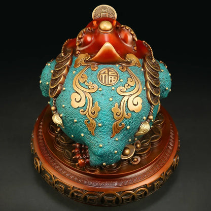 Good Omens Home Shop Company GOOD LUCK BRONZE ZHAO CAI JIN CHAN thriving business money FENG SHUI the Golden Toad Ornament