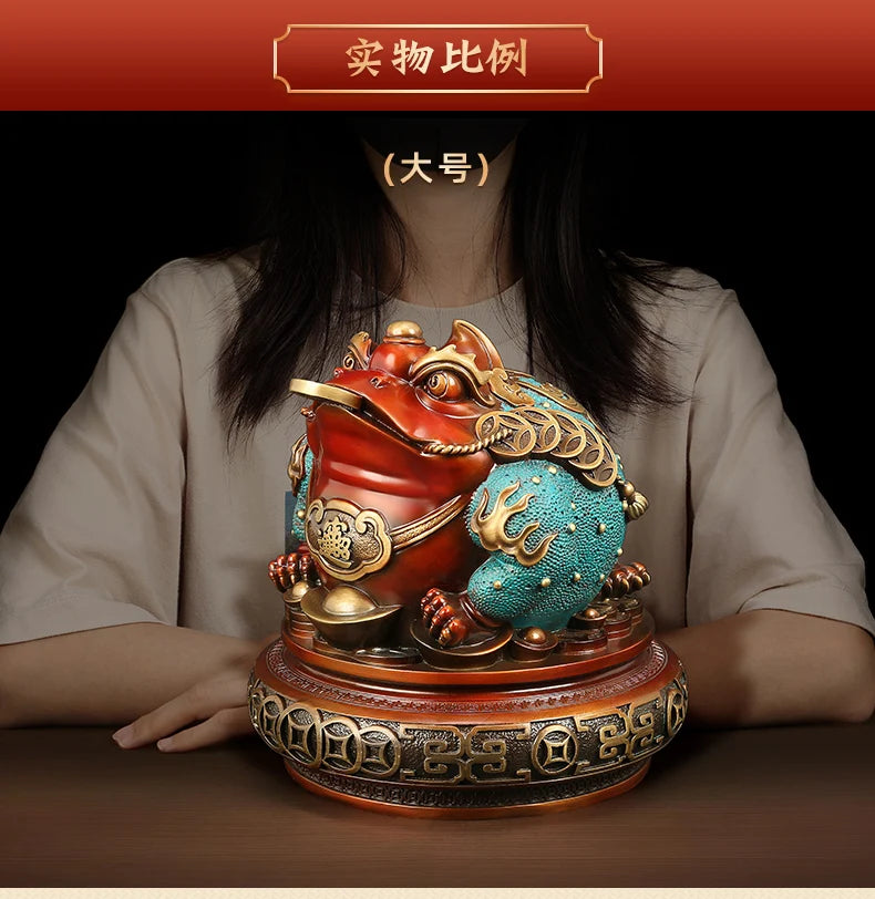Good Omens Home Shop Company GOOD LUCK BRONZE ZHAO CAI JIN CHAN thriving business money FENG SHUI the Golden Toad Ornament