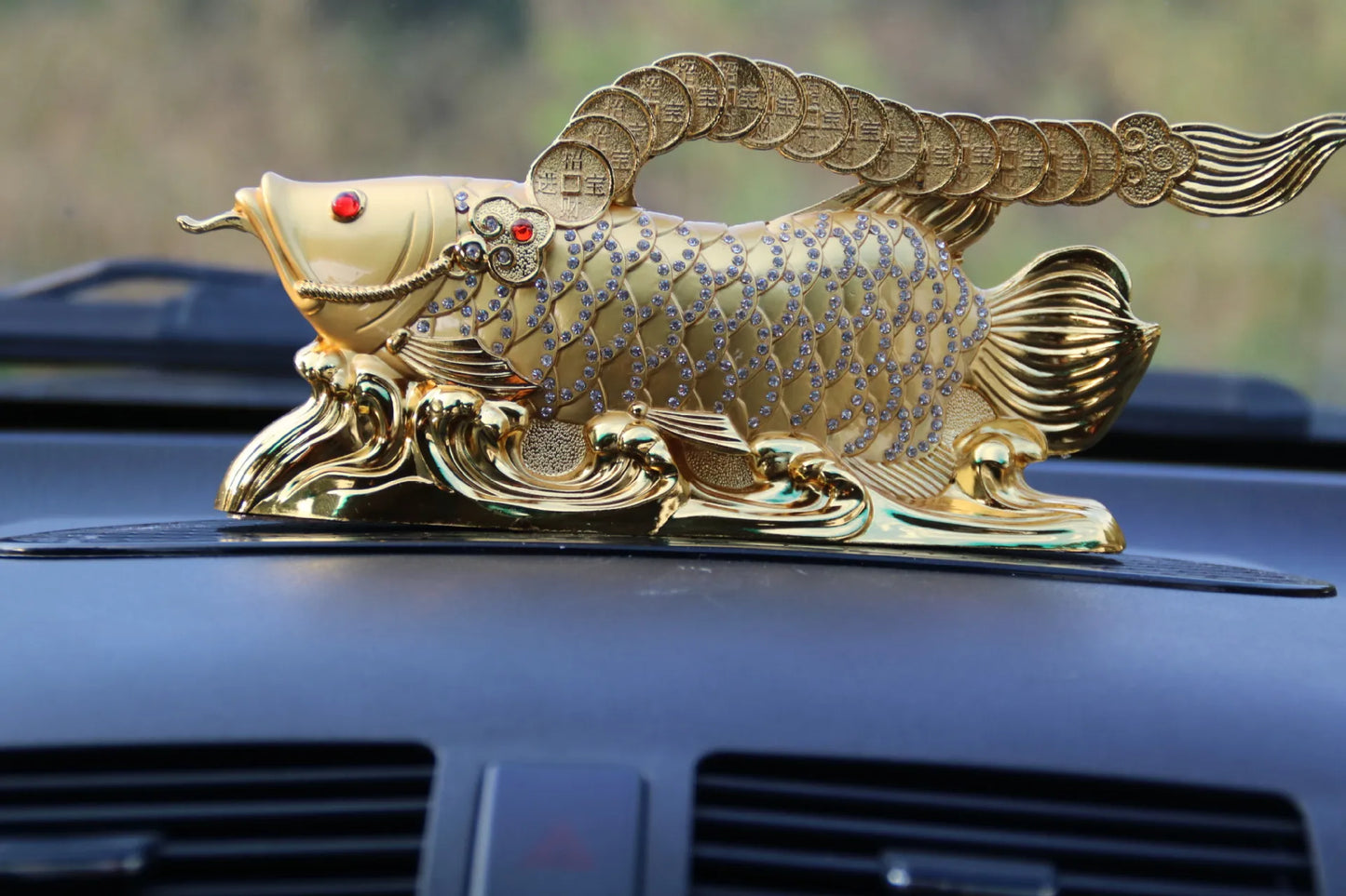 Good luck Dragon golden Fish Diamonds Wealth Arowana HOME OFFICE BAR Recruit wealth bring wealth money FENG SHUI statue