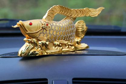 Good luck Dragon golden Fish Diamonds Wealth Arowana HOME OFFICE BAR Recruit wealth bring wealth money FENG SHUI statue