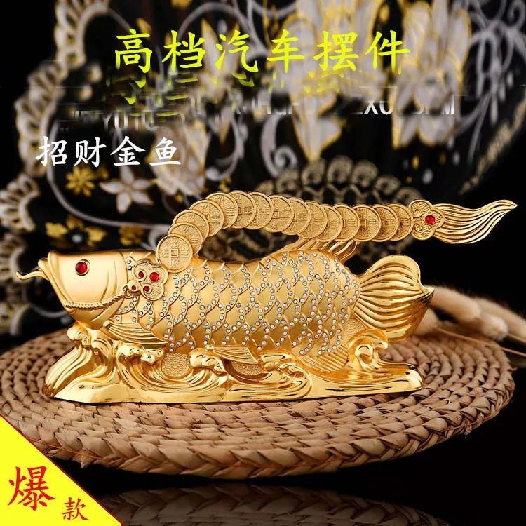 Good luck Dragon golden Fish Diamonds Wealth Arowana HOME OFFICE BAR Recruit wealth bring wealth money FENG SHUI statue