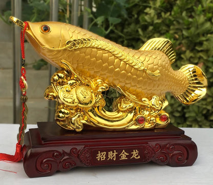 Good luck FENG SHUI decorative statue HOME OFFICE company SHOP TOP Efficacious Talisman Money Drawing Arowana Golden Fish