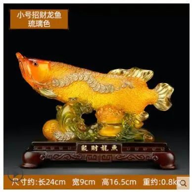 Good luck FENG SHUI decorative statue HOME OFFICE company SHOP TOP Efficacious Talisman Money Drawing Arowana Golden Fish