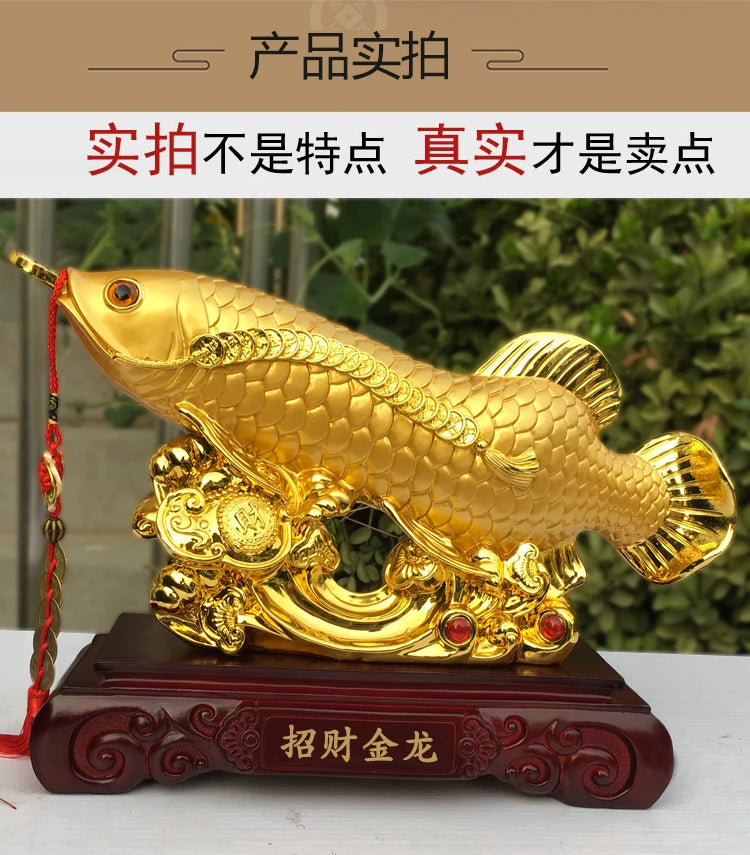 Good luck FENG SHUI decorative statue HOME OFFICE company SHOP TOP Efficacious Talisman Money Drawing Arowana Golden Fish