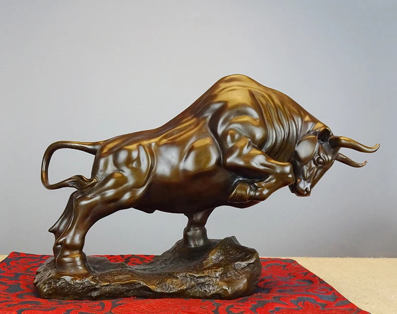 Good luck HOME Company shop business decorative Stock market bull Wall Street bull bronze  statue financial Mascot # large