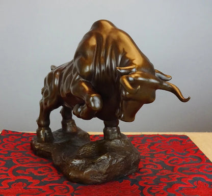 Good luck HOME Company shop business decorative Stock market bull Wall Street bull bronze  statue financial Mascot # large