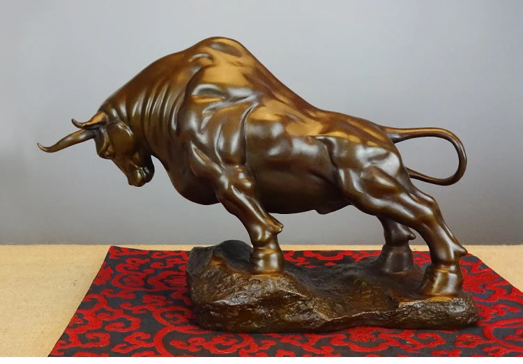 Good luck HOME Company shop business decorative Stock market bull Wall Street bull bronze  statue financial Mascot # large