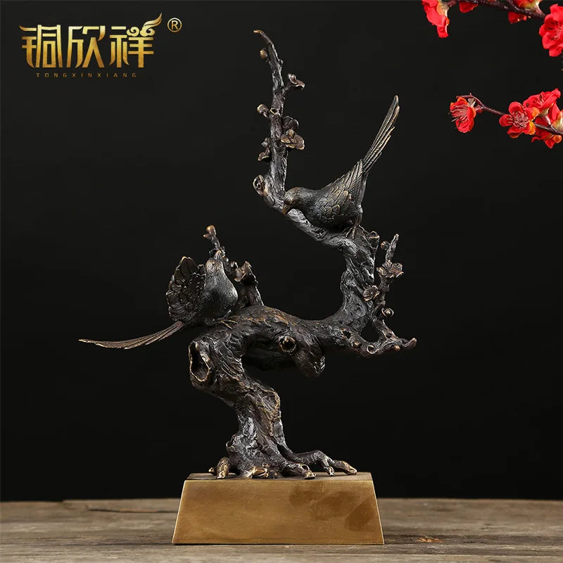 Good luck Mascot # HOME company business ART efficacious propitious talisman Pied magpie FENG SHUI brass Sculpture statue
