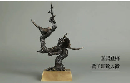 Good luck Mascot # HOME company business ART efficacious propitious talisman Pied magpie FENG SHUI brass Sculpture statue