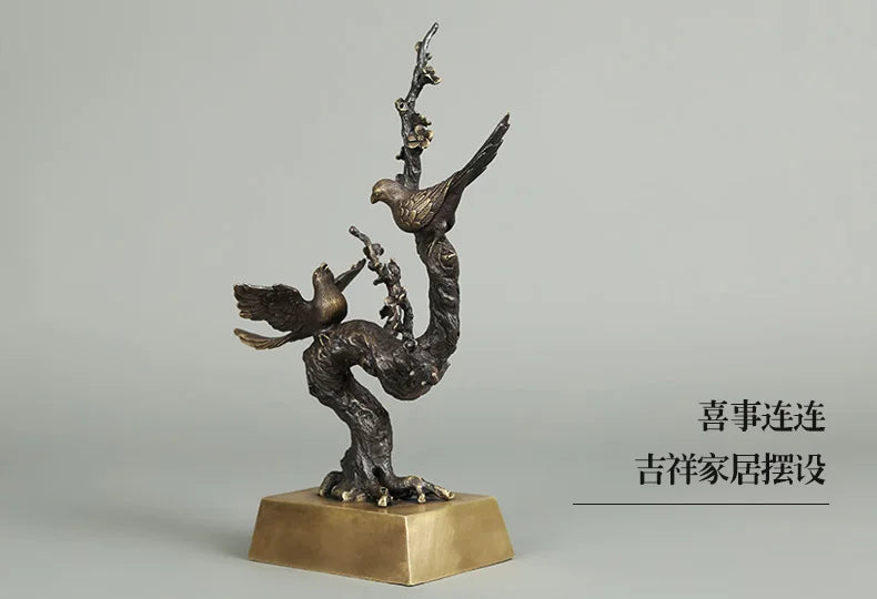 Good luck Mascot # HOME company business ART efficacious propitious talisman Pied magpie FENG SHUI brass Sculpture statue