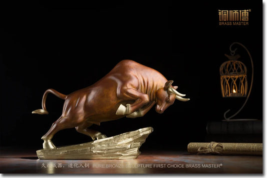 Good luck Stock equity market bring  wealth fortune bull bullish stock HOME Company brass statue High-grade ART Sculpture