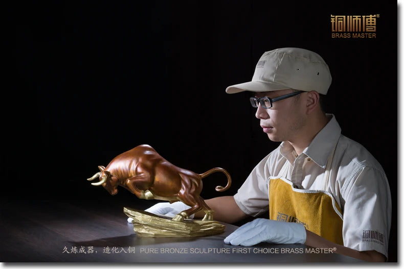 Good luck Stock equity market bring  wealth fortune bull bullish stock HOME Company brass statue High-grade ART Sculpture