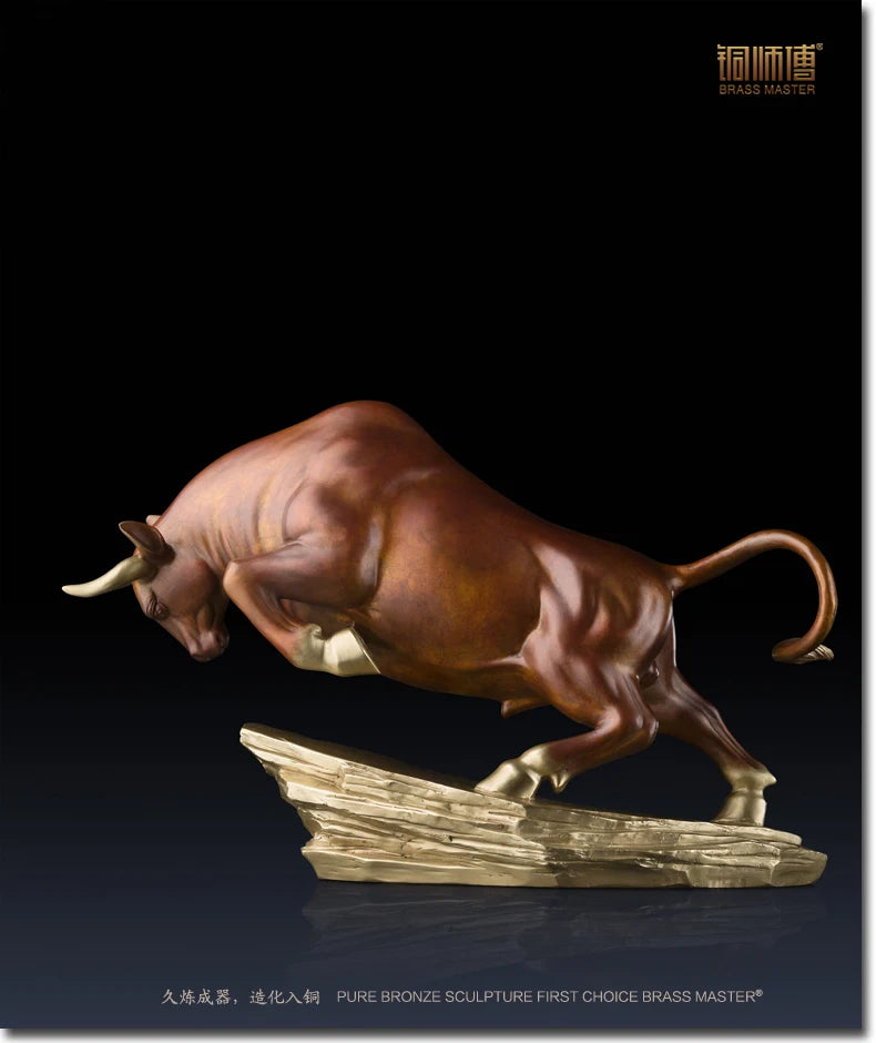 Good luck Stock equity market bring  wealth fortune bull bullish stock HOME Company brass statue High-grade ART Sculpture