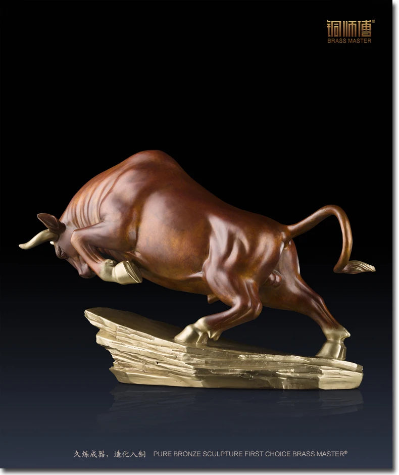 Good luck Stock equity market bring  wealth fortune bull bullish stock HOME Company brass statue High-grade ART Sculpture