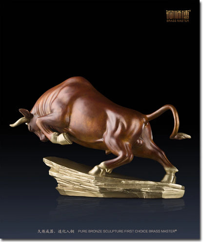 Good luck Stock equity market bring  wealth fortune bull bullish stock HOME Company brass statue High-grade ART Sculpture