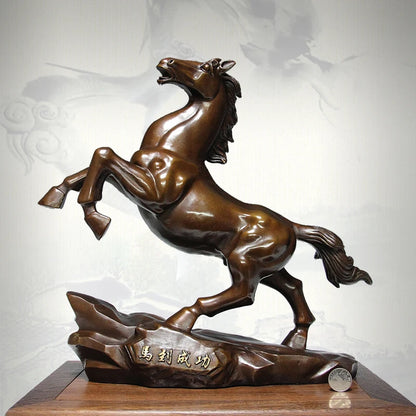 Good luck-Success GOOD HOME Company business decorative KAIGUANG FENG SHUI bronze HORSE  statue Mascot # home art  large