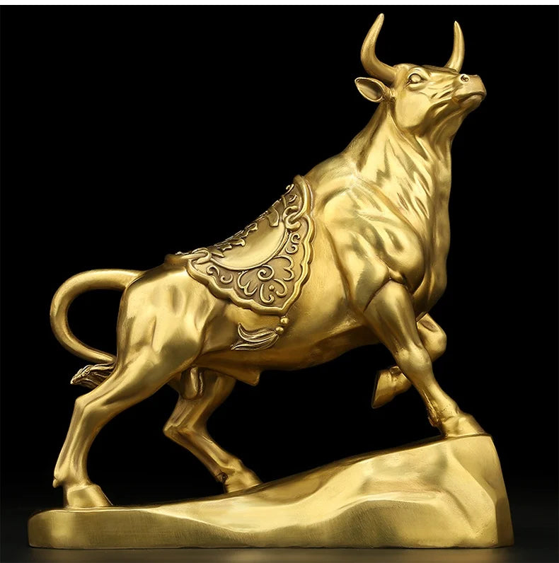 Good luck home SHOP BAR CLUB Business Stock market finance Mascot bring wealth money LUCK bronze gold Fortune BULL statue