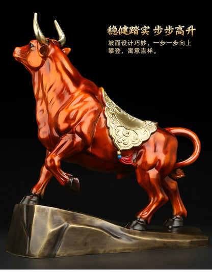 Good luck home SHOP BAR CLUB Business Stock market finance Mascot bring wealth money LUCK bronze Fortune COW BULL statue