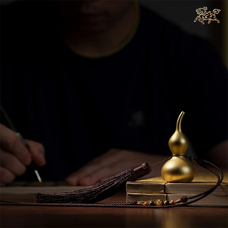 Good omens Good luck 24K gold-plated gourd copper HU LU Mascot Decorative hall company wall Auspicious Pendant bag Pendant