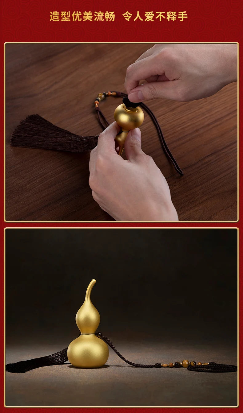 Good omens Good luck 24K gold-plated gourd copper HU LU Mascot Decorative hall company wall Auspicious Pendant bag Pendant