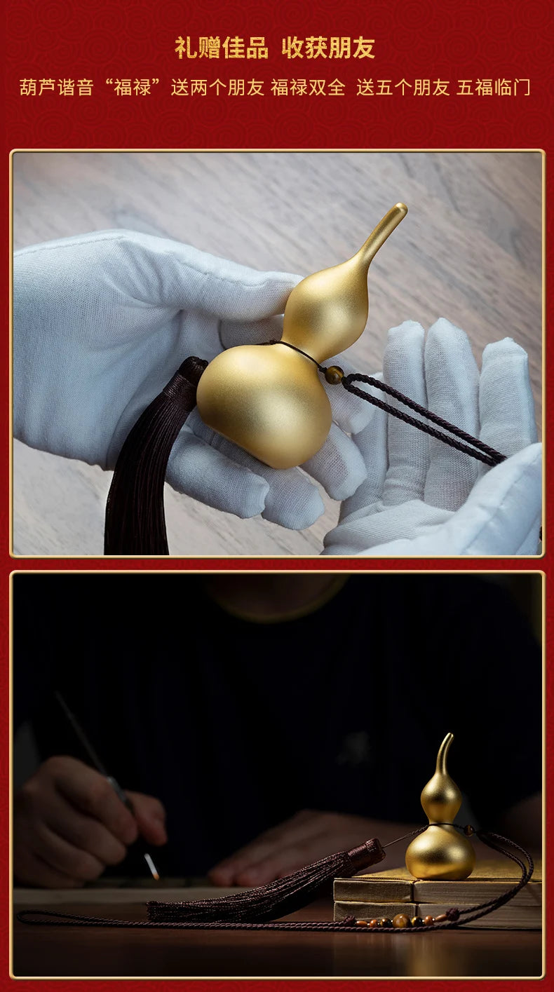 Good omens Good luck 24K gold-plated gourd copper HU LU Mascot Decorative hall company wall Auspicious Pendant bag Pendant