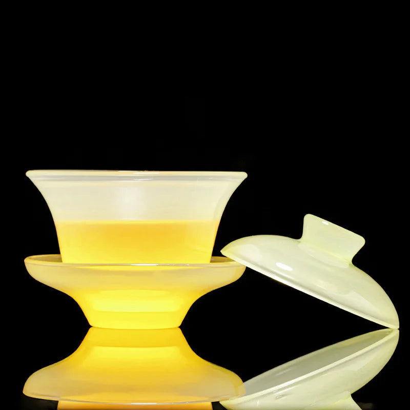 Goose Yellow Glass Tea Set Light Luxury Kung Fu Tea Cup Home Tureen High-End Simple Tea Brewing Office Gift Box