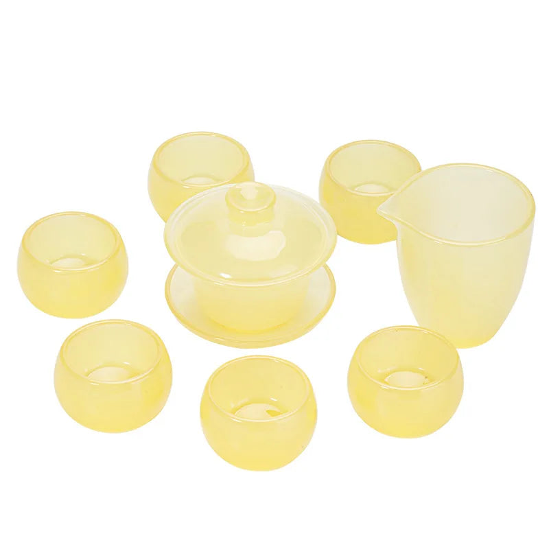 Goose Yellow Glass Tea Set Light Luxury Kung Fu Tea Cup Home Tureen High-End Simple Tea Brewing Office Gift Box