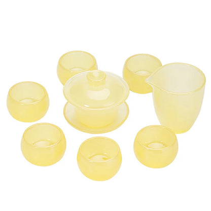 Goose Yellow Glass Tea Set Light Luxury Kung Fu Tea Cup Home Tureen High-End Simple Tea Brewing Office Gift Box