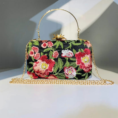 Gorgeous All-match Evening Bag Crossbody Bag Embossed Embroidery Clutch Handbag for Wedding Proposal Party Bridal Prom
