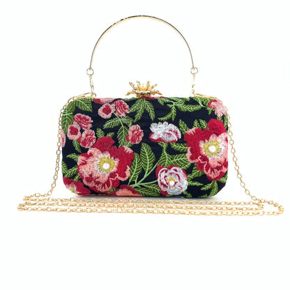 Gorgeous All-match Evening Bag Crossbody Bag Embossed Embroidery Clutch Handbag for Wedding Proposal Party Bridal Prom