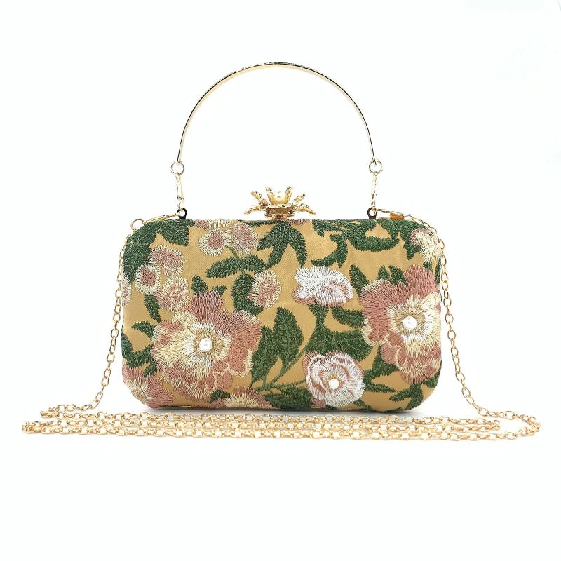 Gorgeous All-match Evening Bag Crossbody Bag Embossed Embroidery Clutch Handbag for Wedding Proposal Party Bridal Prom
