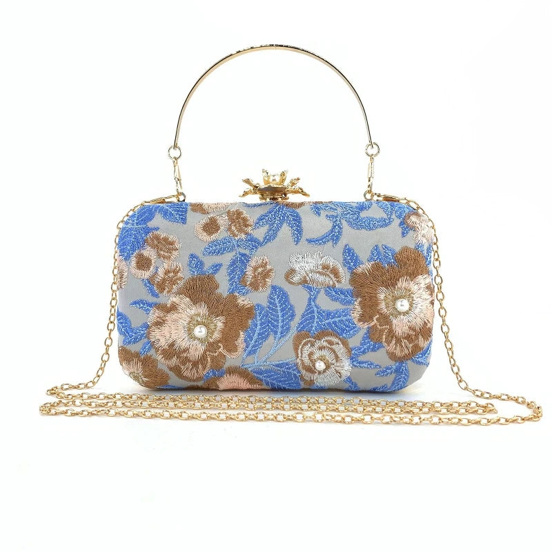 Gorgeous All-match Evening Bag Crossbody Bag Embossed Embroidery Clutch Handbag for Wedding Proposal Party Bridal Prom