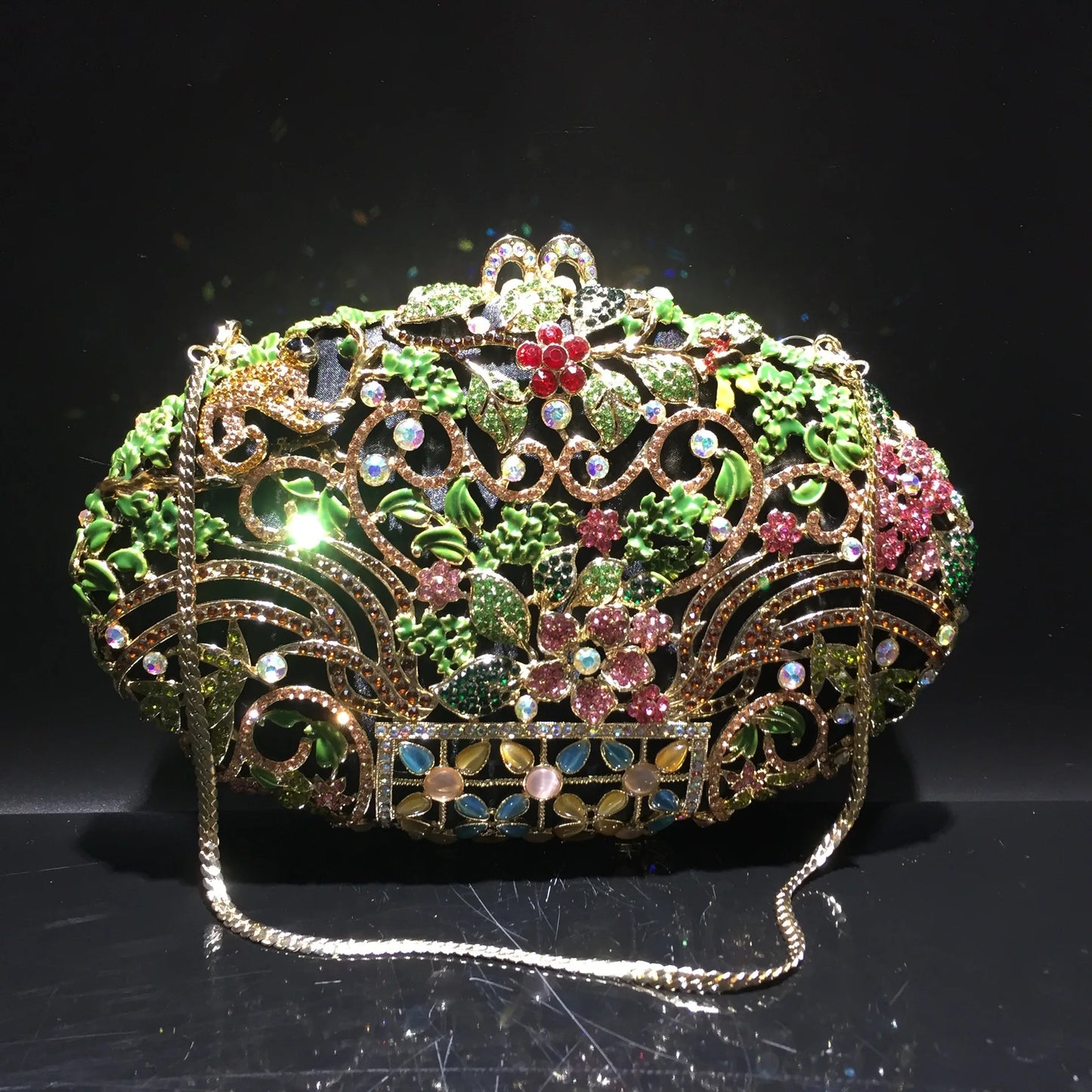 Gorgeous Diamond Clutch Purses Handbags Luxury Gold Crystal Rhinestone Evening Clutches Women Wedding Party Bag