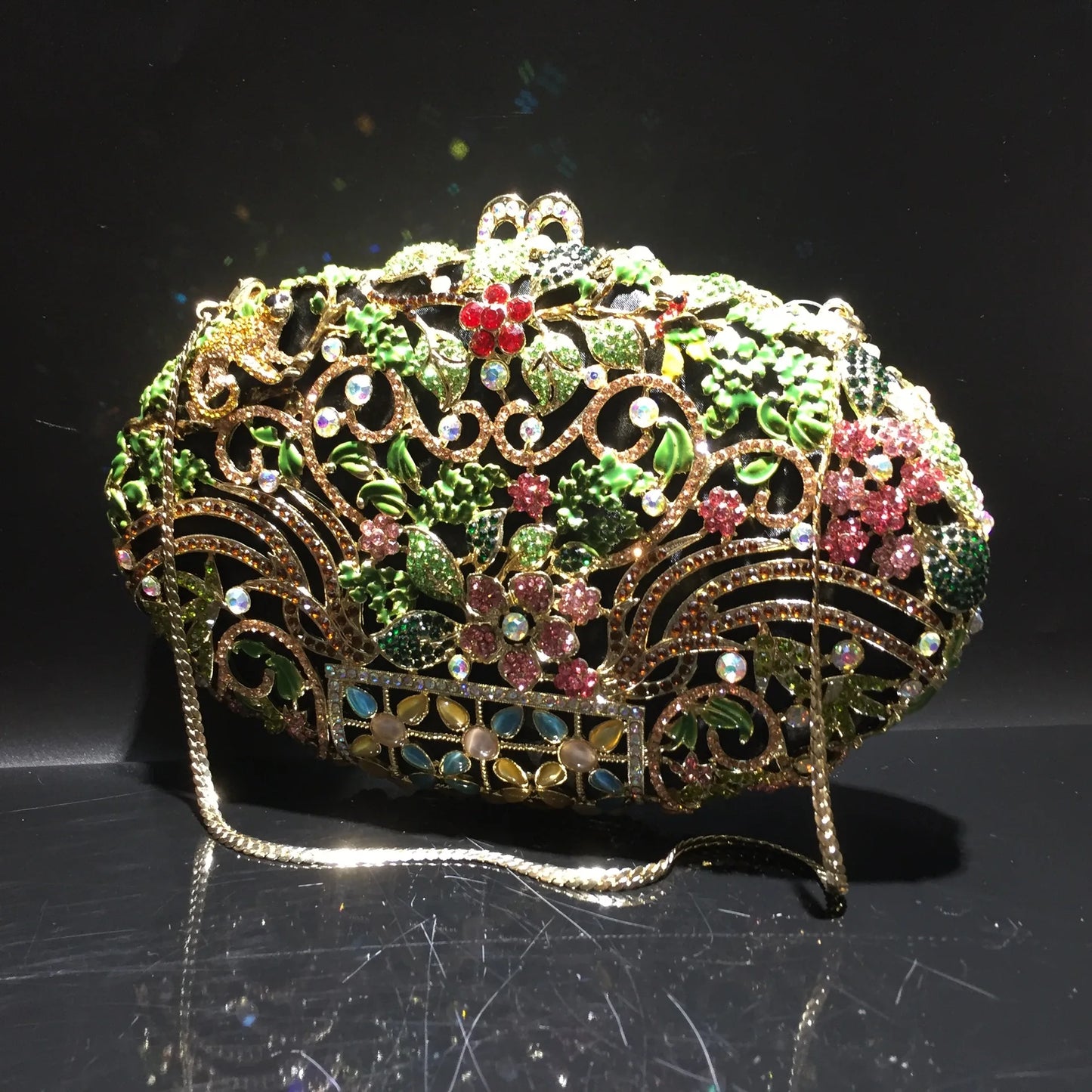 Gorgeous Diamond Clutch Purses Handbags Luxury Gold Crystal Rhinestone Evening Clutches Women Wedding Party Bag