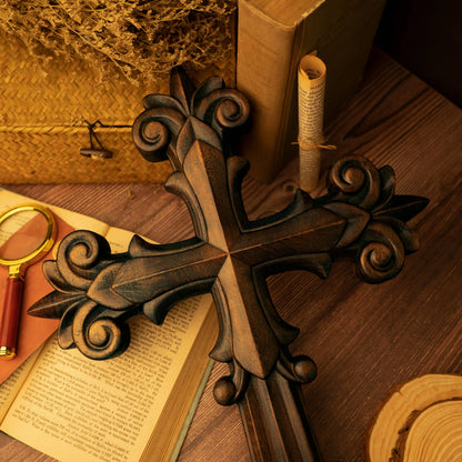 Gorgeous Wooden Cross Beech 3D Carving Crafts Home Church Wall Decoration Religious Wood Carving Gifts Free Shipping
