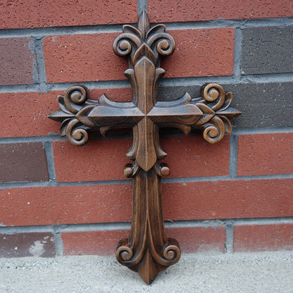Gorgeous Wooden Cross Beech 3D Carving Crafts Home Church Wall Decoration Religious Wood Carving Gifts Free Shipping
