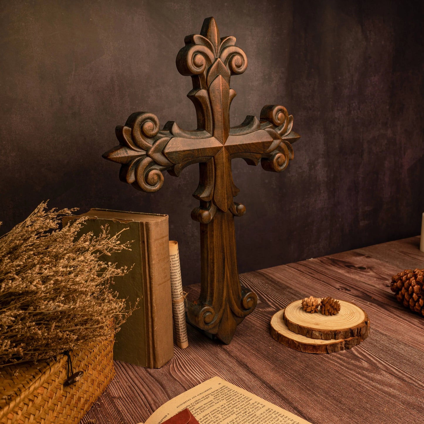 Gorgeous Wooden Cross Beech 3D Carving Crafts Home Church Wall Decoration Religious Wood Carving Gifts Free Shipping