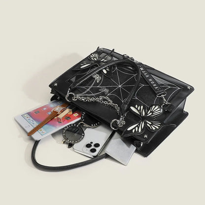 Gothic Lolita Shoulder Bags Briefcases Women Labyrinth Butterfly Chains Transparent Window Halloween HandBags Itabags Tote