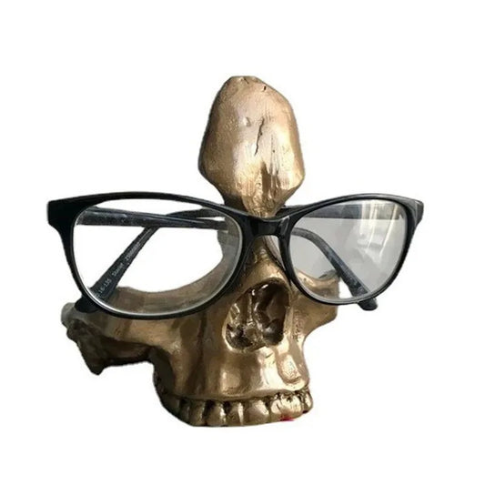 Gothic Skull Glasses Holders Skull Statues Eyewear Stand Crafts Desktop Ornament for Home Office Room Decor Birthday Halloween
