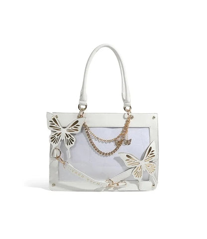 Gothic Style Lolita Girl Itabags Shoulder Bags Demon Labyrinth Butterfly Chain Transparent Window Halloween HandBags Tote